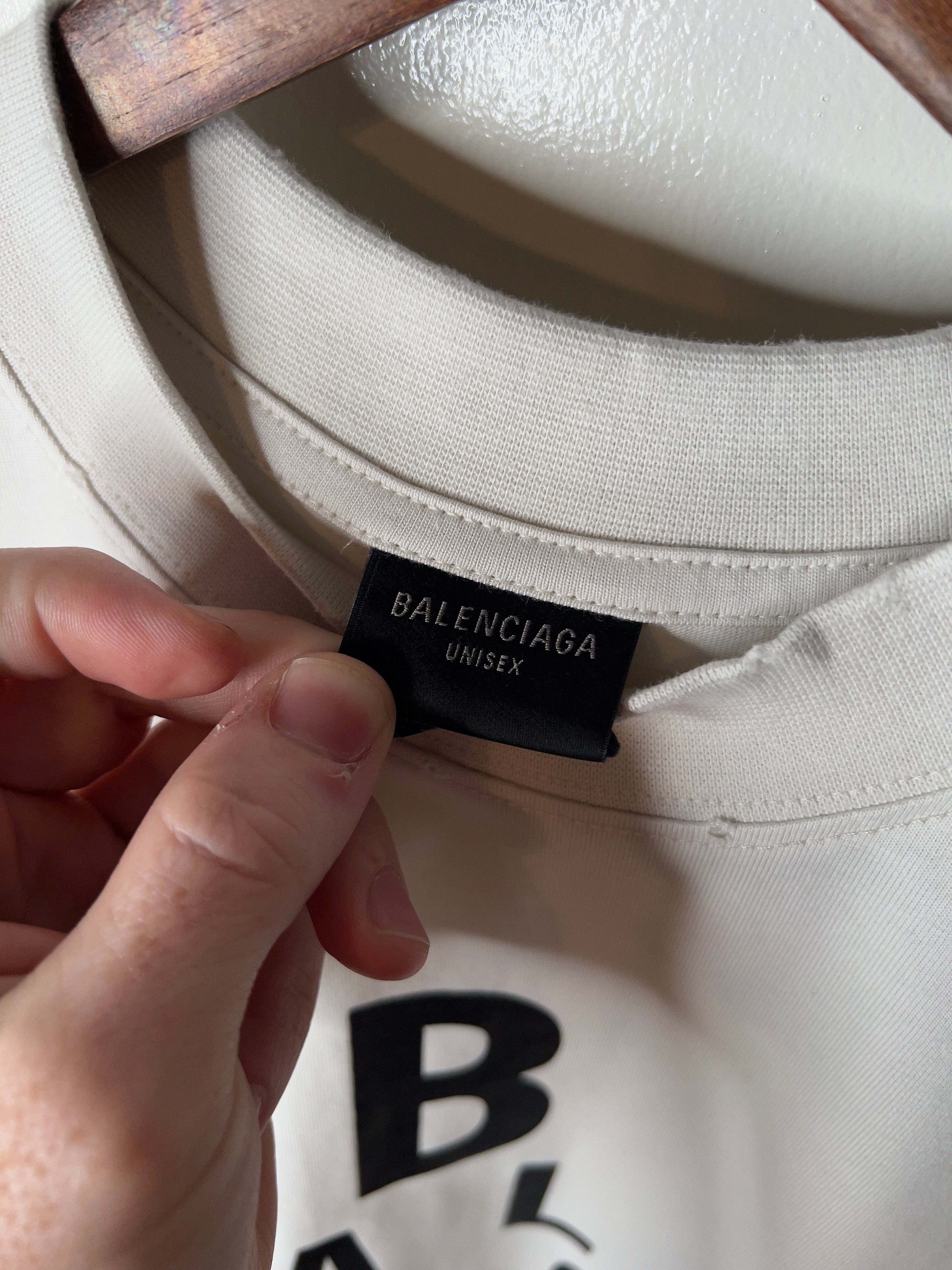 Thrashed Balenciaga Optical Logo Oversized T-Shirt