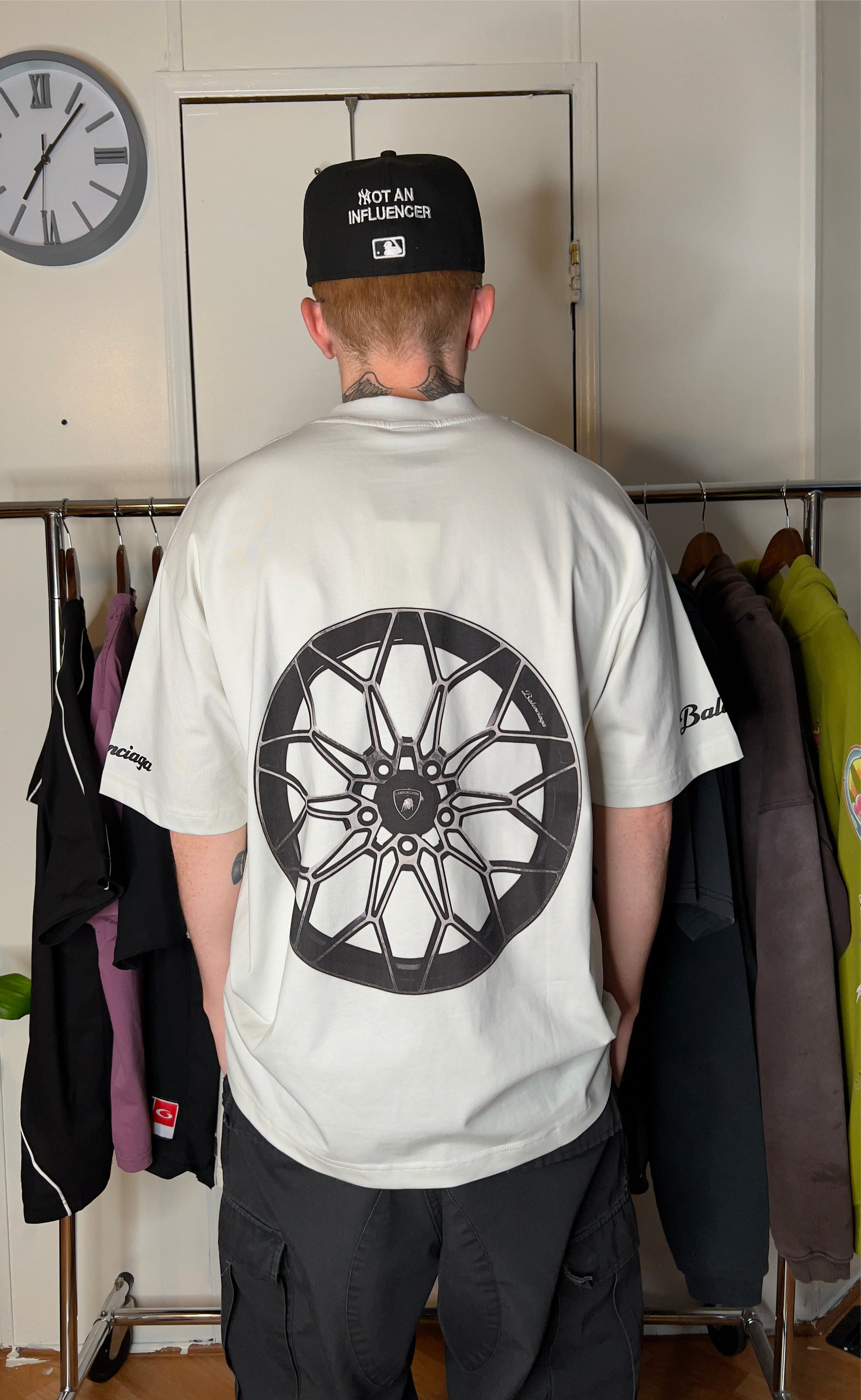 Balenciaga White Automobili Lamborghini T-Shirt