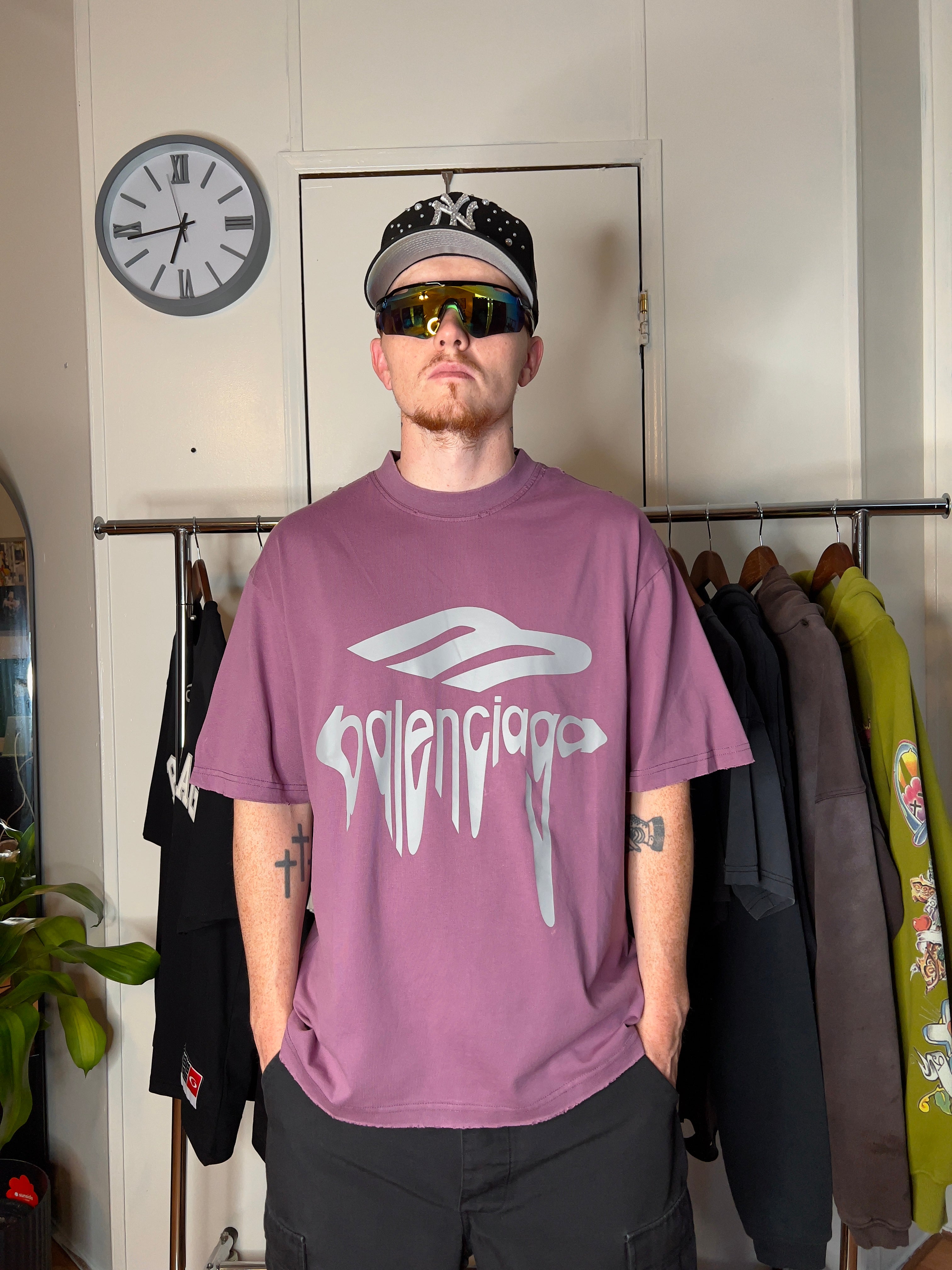 Balenciaga Purple 3B Liquified T-Shirt