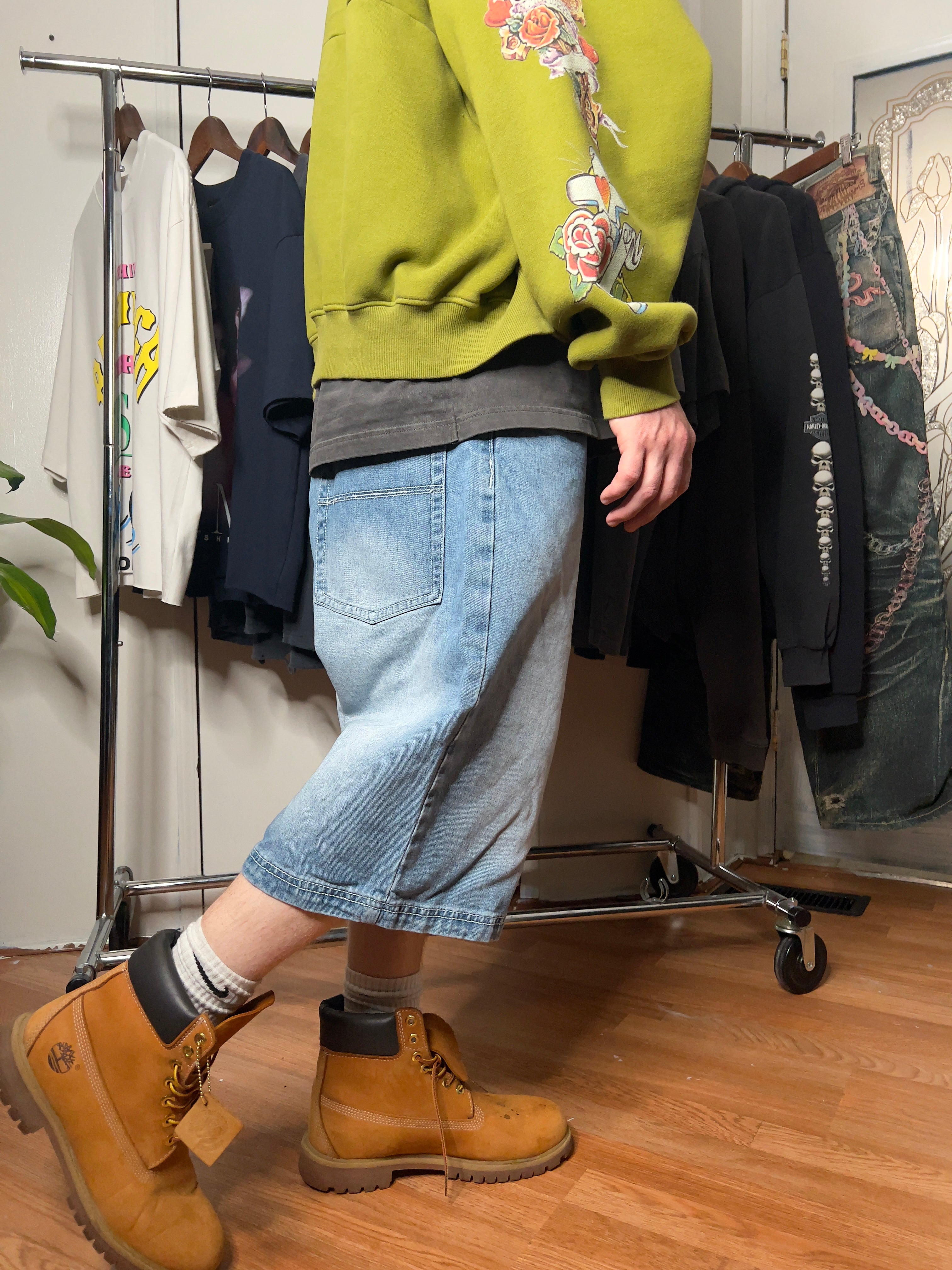 NYC DENIM Y2K Baggy Wide Leg Denim Shorts