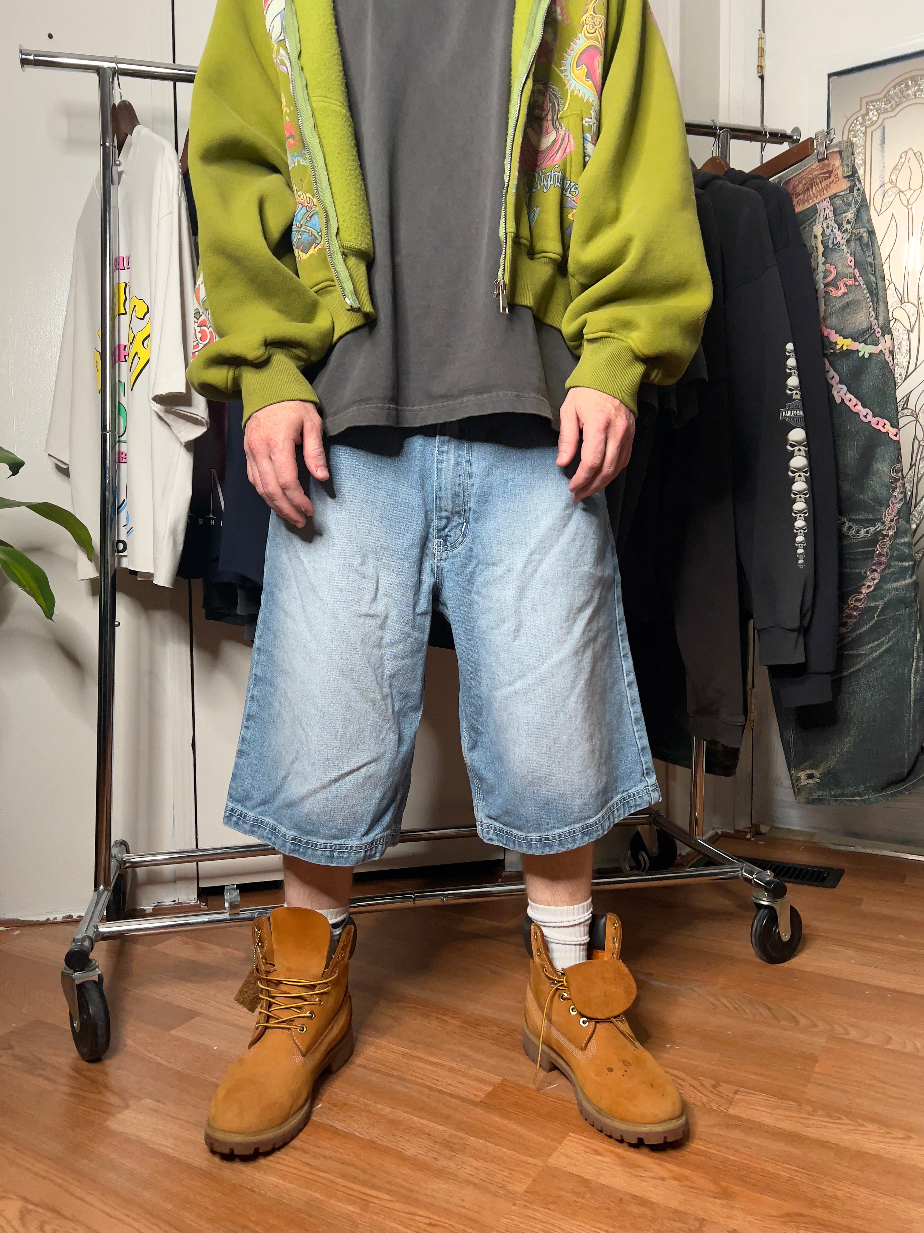 NYC DENIM Y2K Baggy Wide Leg Denim Shorts