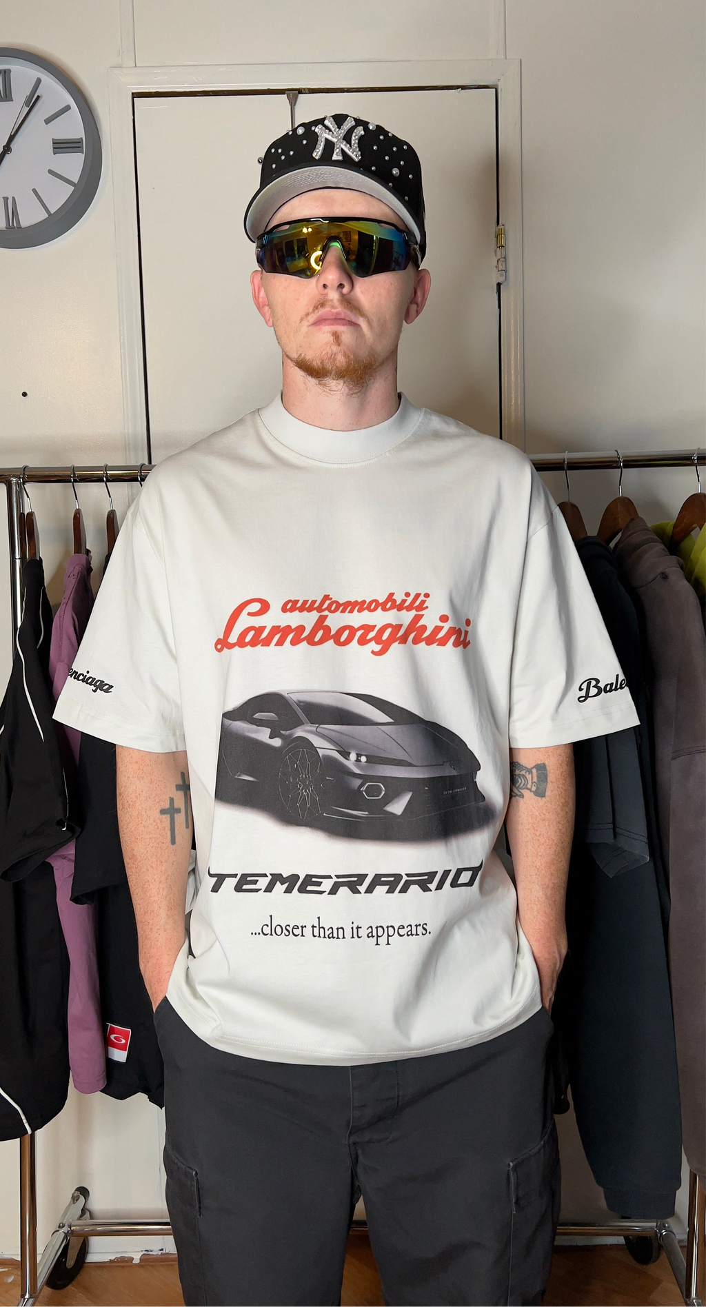 Balenciaga White Automobili Lamborghini T-Shirt