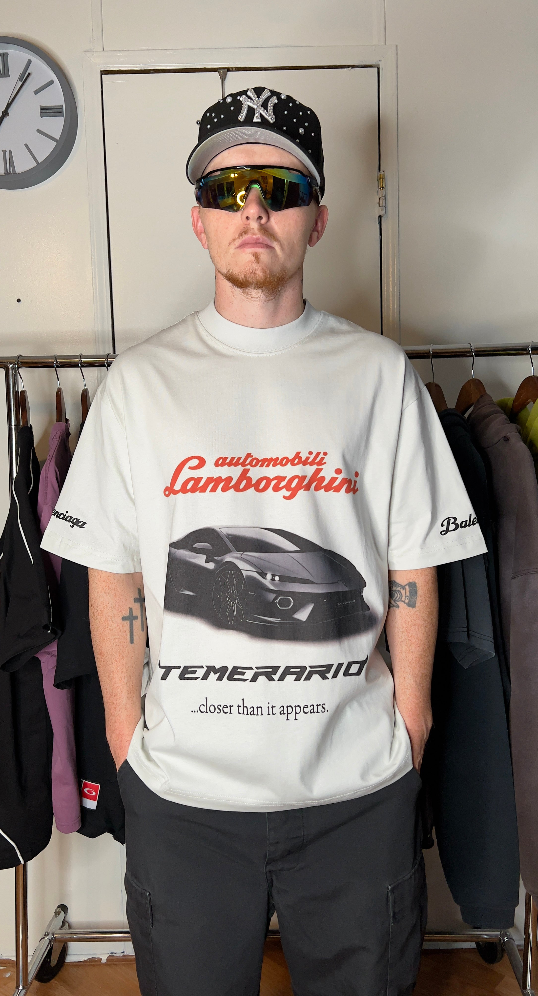 Balenciaga White Automobili Lamborghini T-Shirt