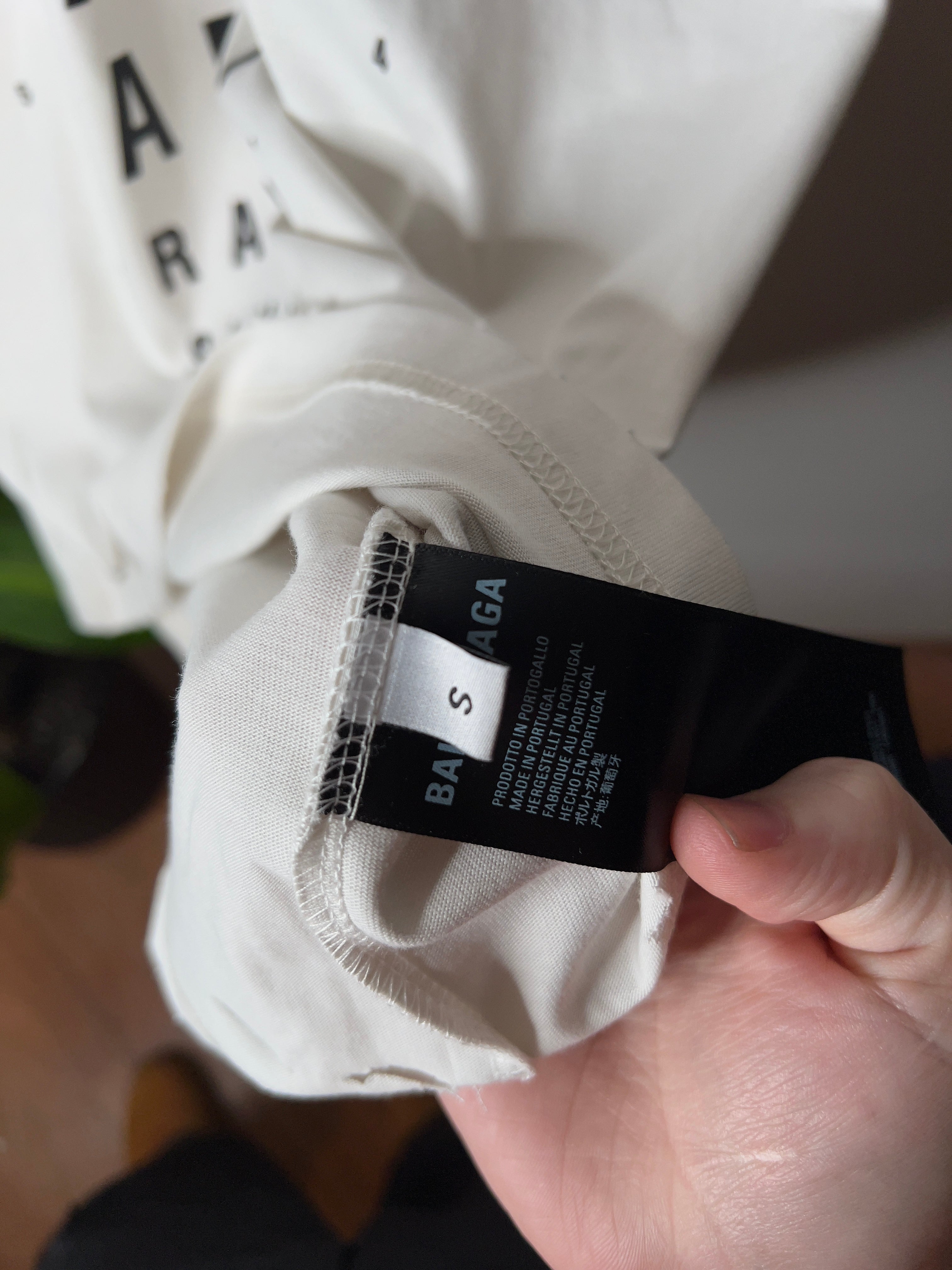 Thrashed Balenciaga Optical Logo Oversized T-Shirt