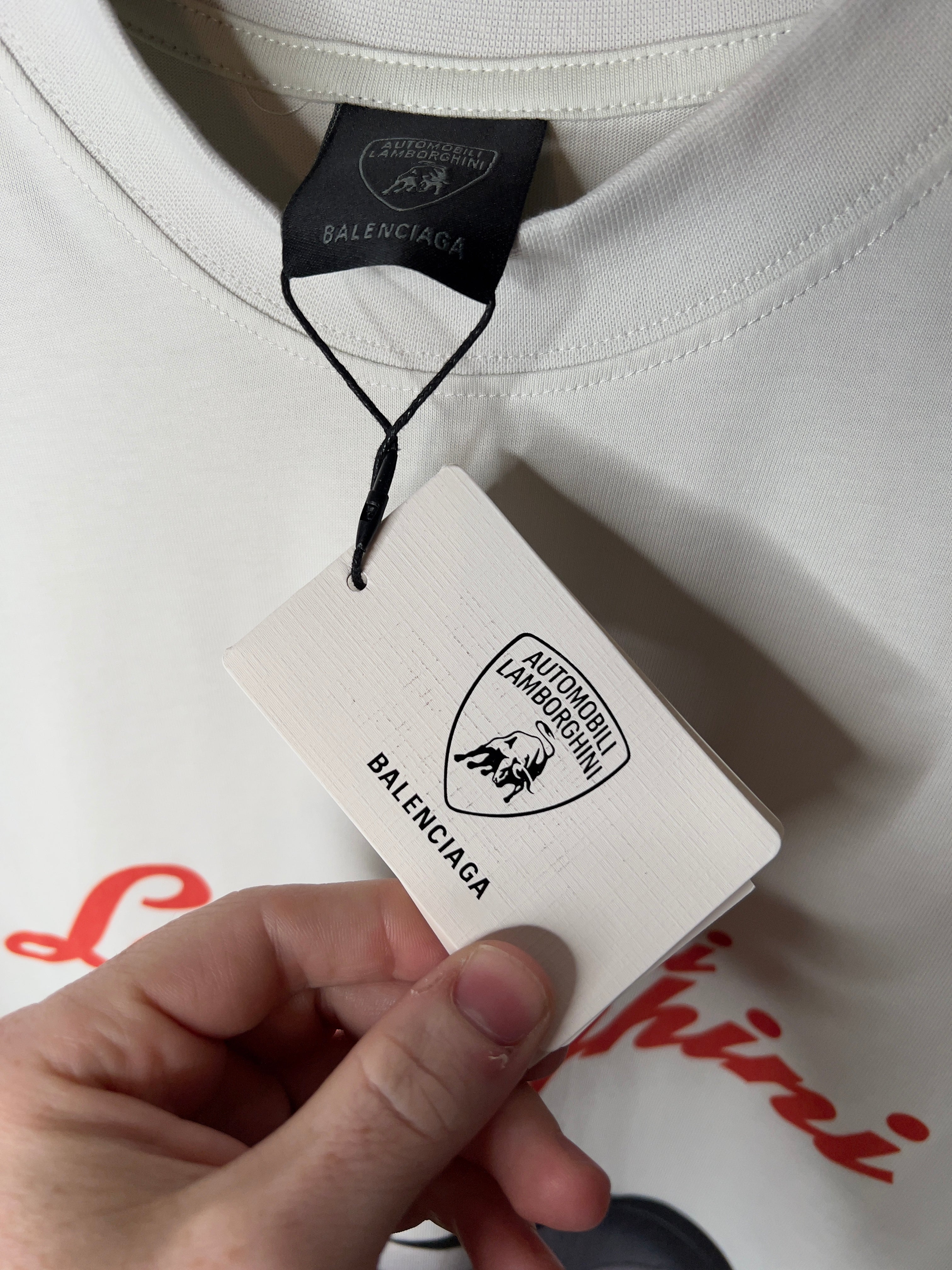 Balenciaga White Automobili Lamborghini T-Shirt
