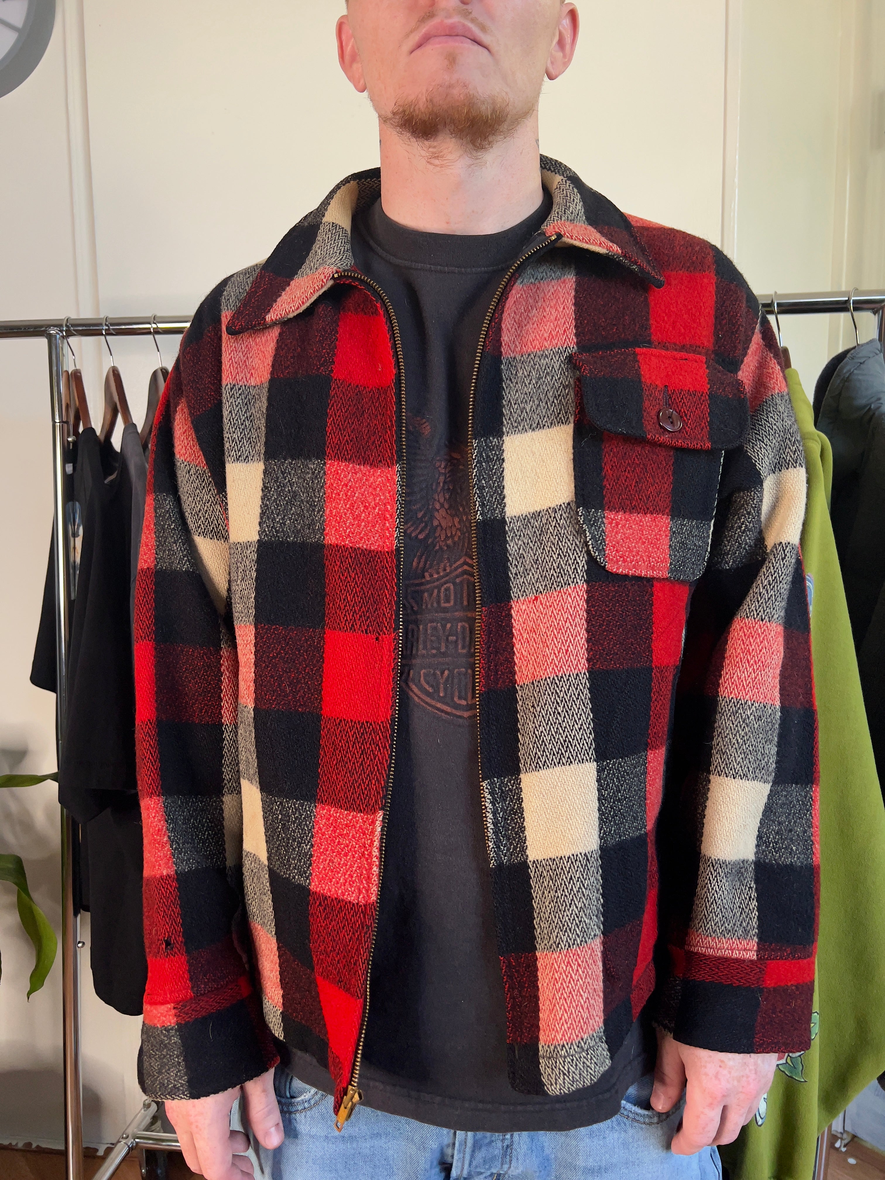 1950’s Woolrich Zip Up Red Flannel Shirt Jacket